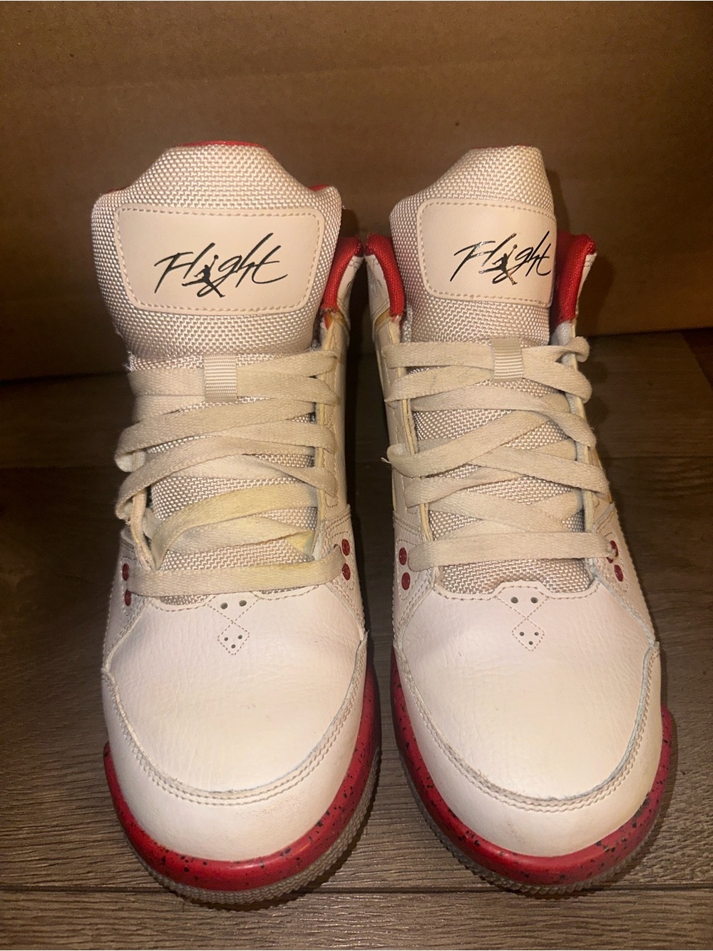 Jordan Men's White and Red High-Top Sneakers